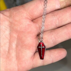 Red Coffin Pendant Necklace